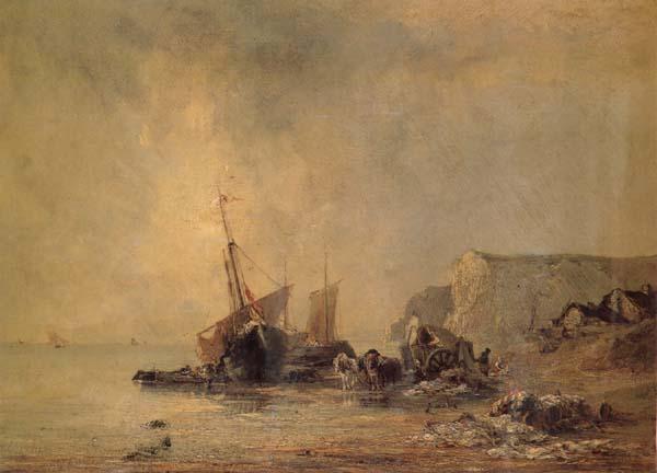 Richard Parkes Bonington Boats on the Shore of Normandy oil painting image